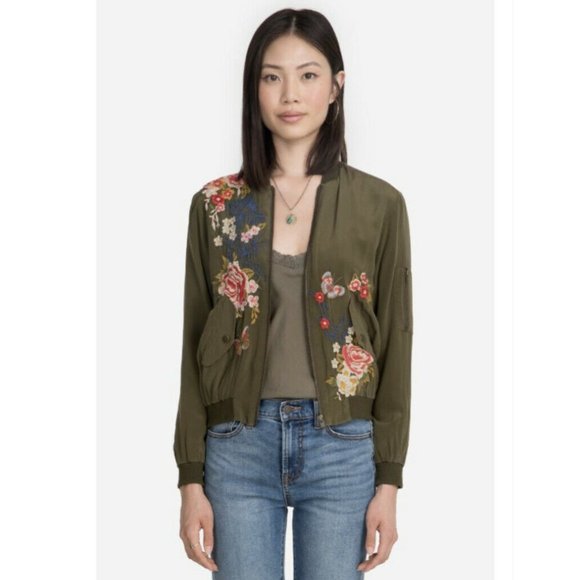 Johnny Was Jackets & Blazers - Johnny Was Lucy Crepe de Chine Bomber Jacket XXL